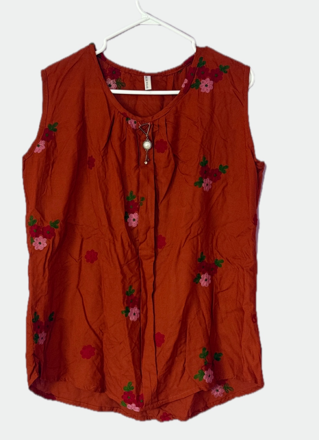Burnt Orange Floral Sleeveless Top