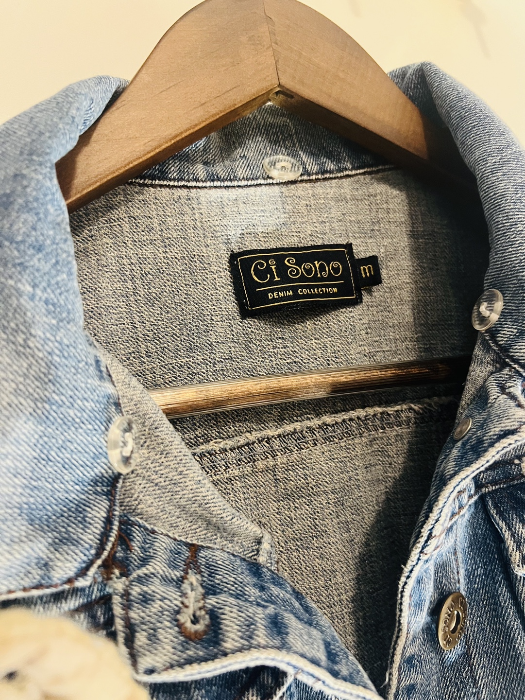 Denim Jacket with Knit Sleeves - Size M - photo 4