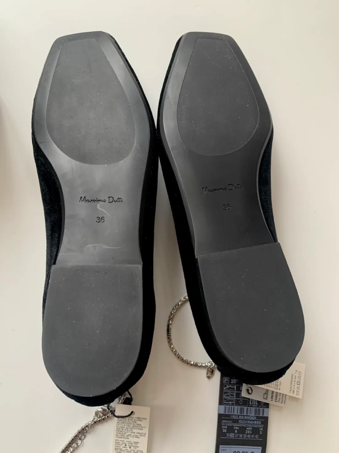 BNWT Massimo Dutti Ballet flats with rhinestone ankle strap image indicator(4)