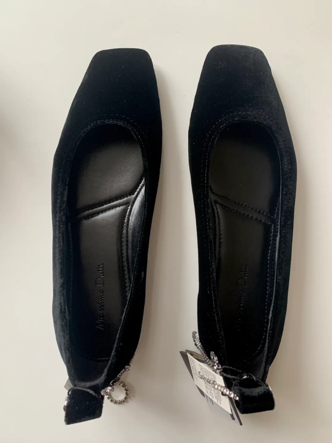 BNWT Massimo Dutti Ballet flats with rhinestone ankle strap image indicator(5)