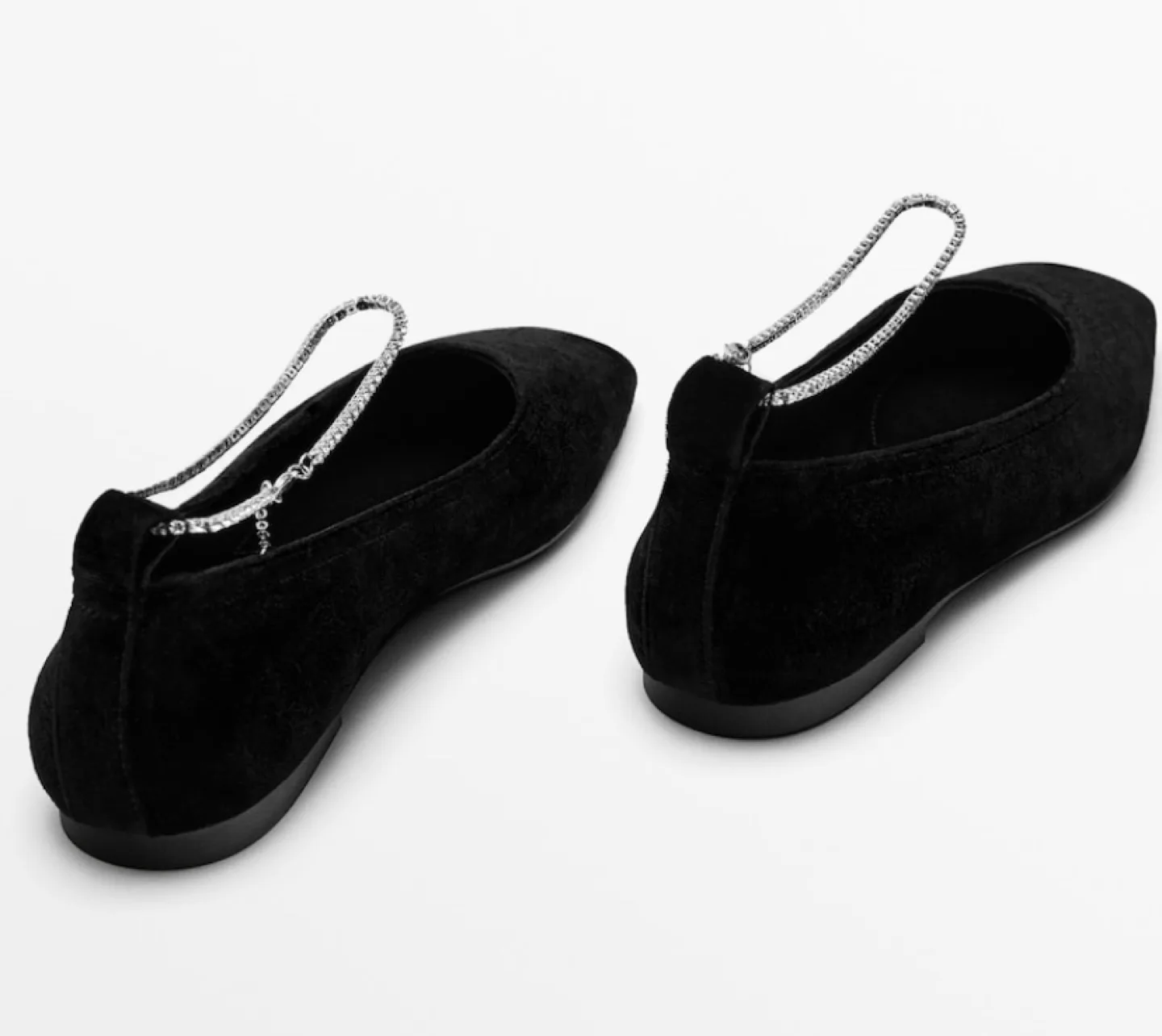 BNWT Massimo Dutti Ballet flats with rhinestone ankle strap image indicator(9)