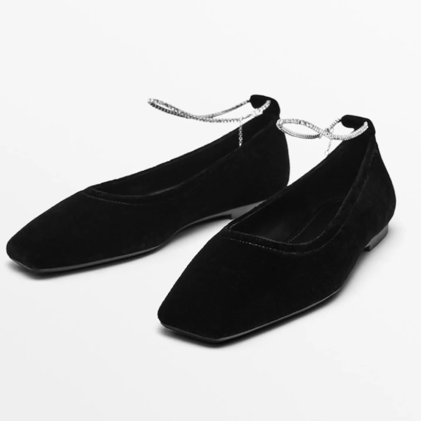 BNWT Massimo Dutti Ballet flats with rhinestone ankle strap image indicator(8)