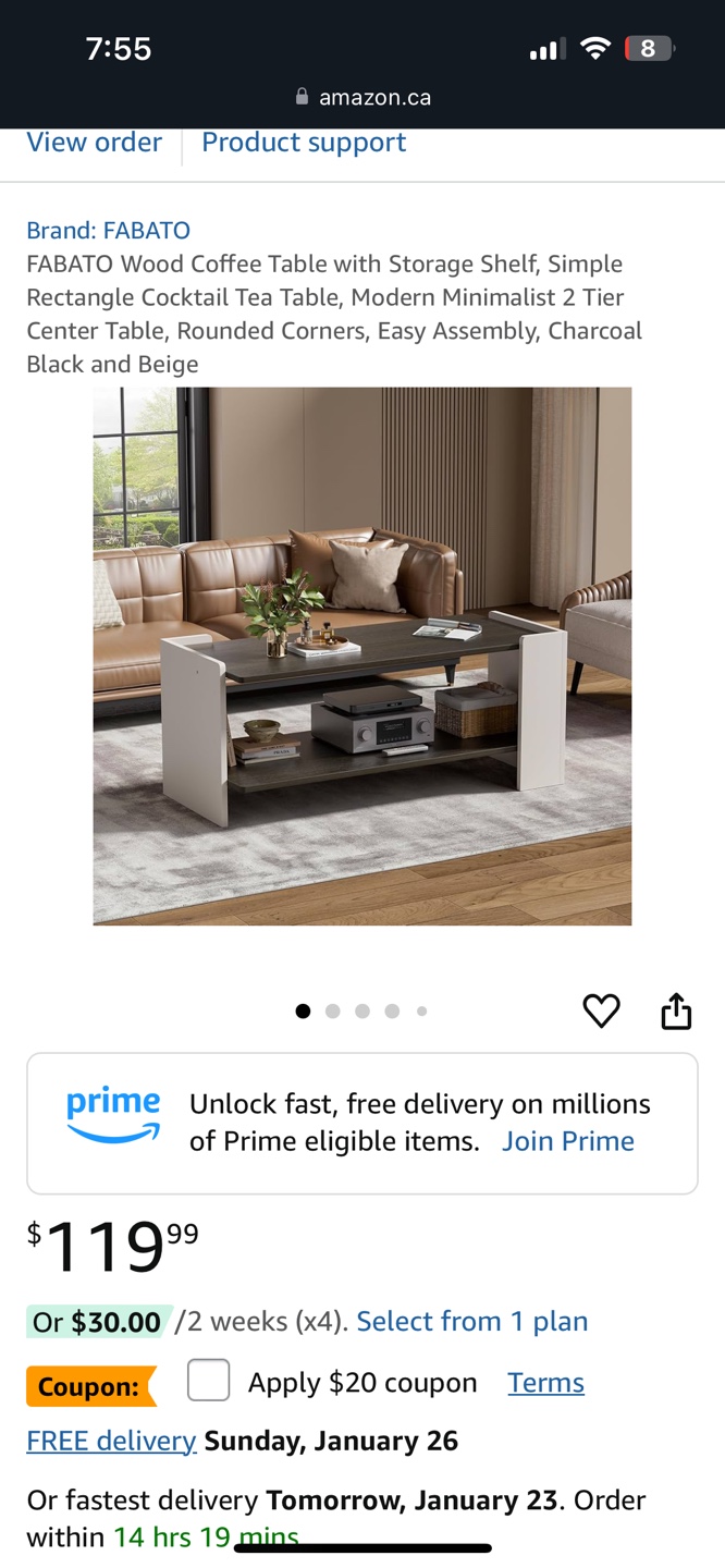 Coffee table new in box