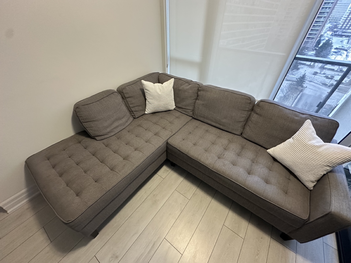 Grey L-Shaped Sectional Sofa