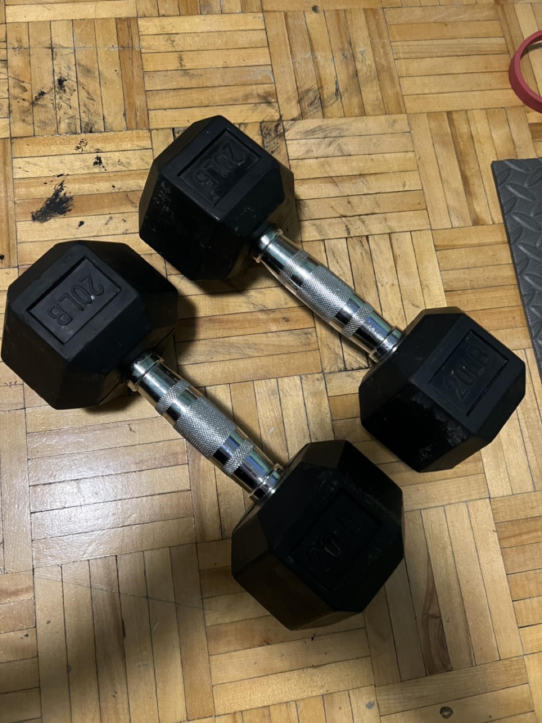 Pair of 20lb Hex Dumbbells