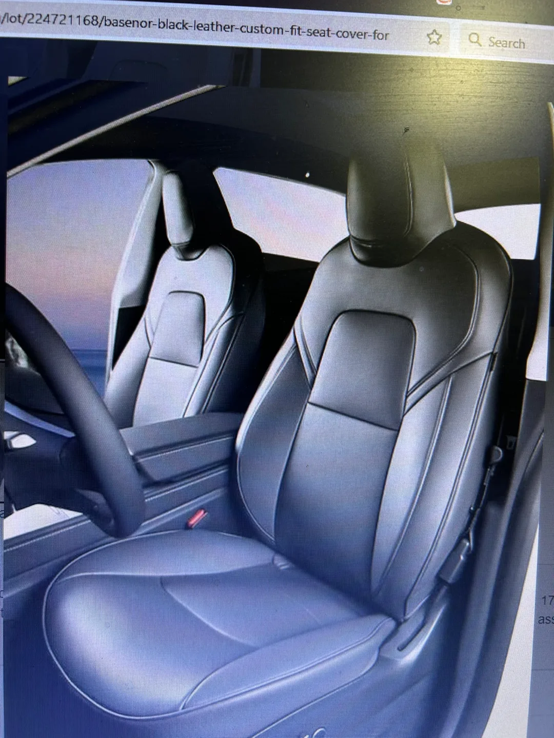 Custom-fit black leather seat covers for Tesla image indicator(2)