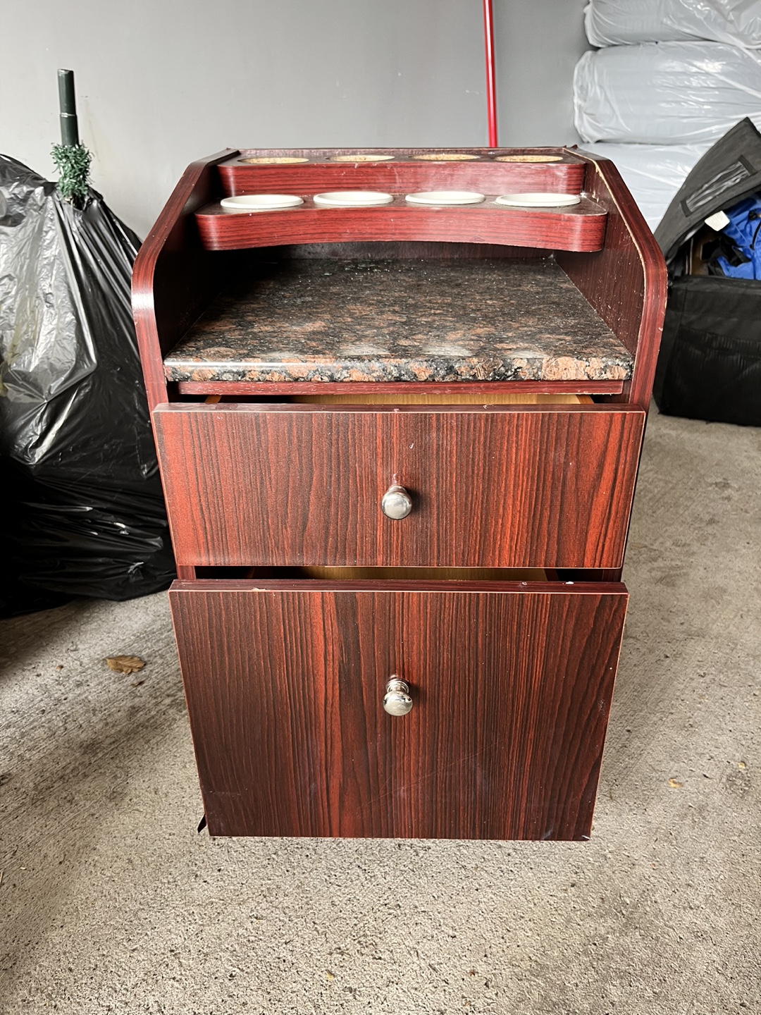 Manicure Station with Two Drawers and Granite Top