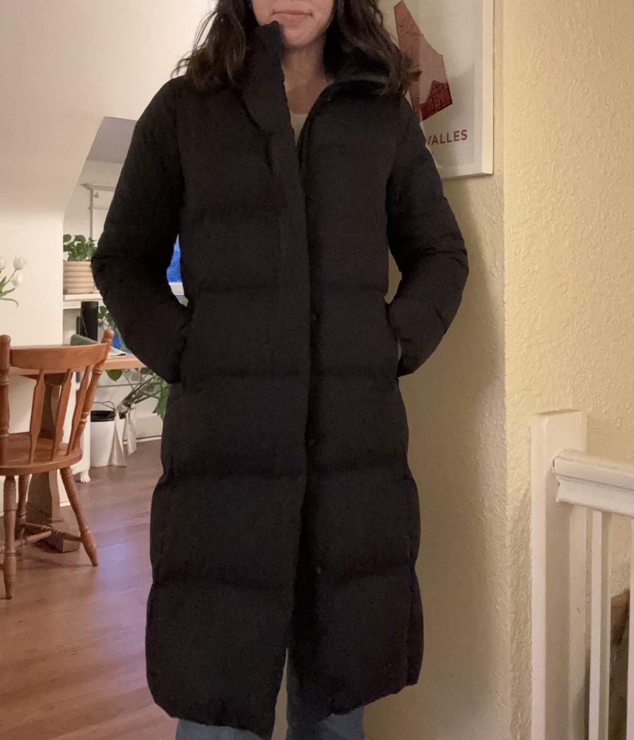 Uniqlo Women's Black Long Down Coat - Size XS - photo 4