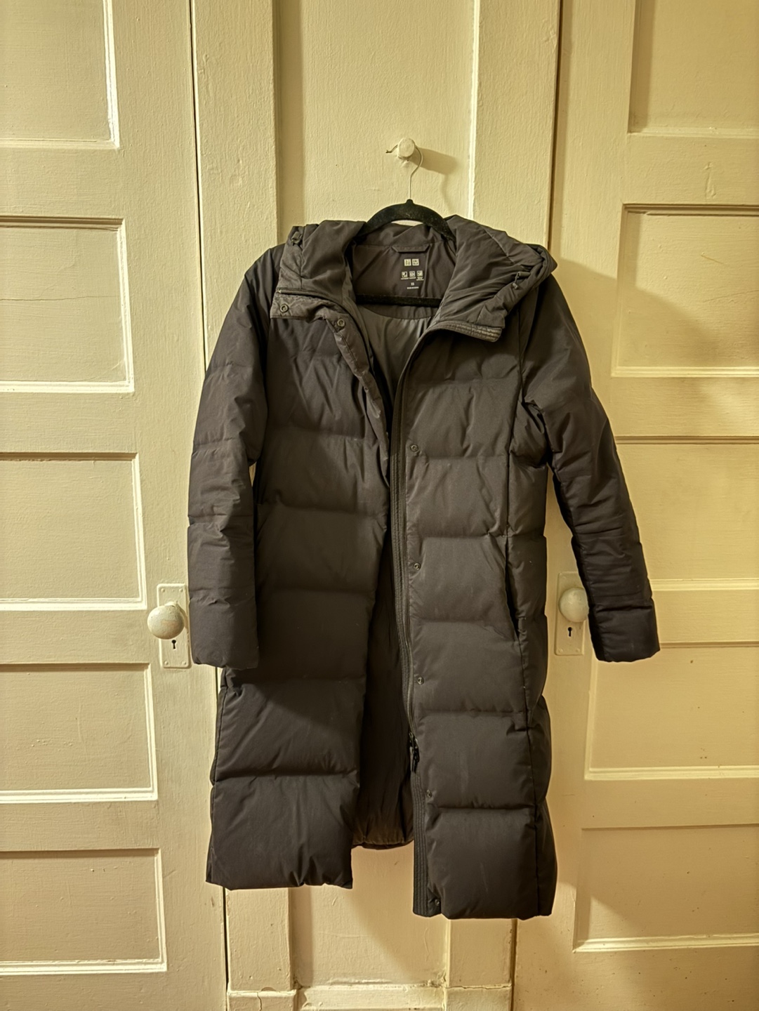 Uniqlo Women's Black Long Down Coat - Size XS