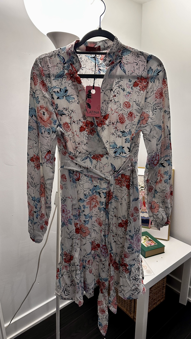 Latina Floral Wrap Linen Dress - photo 2