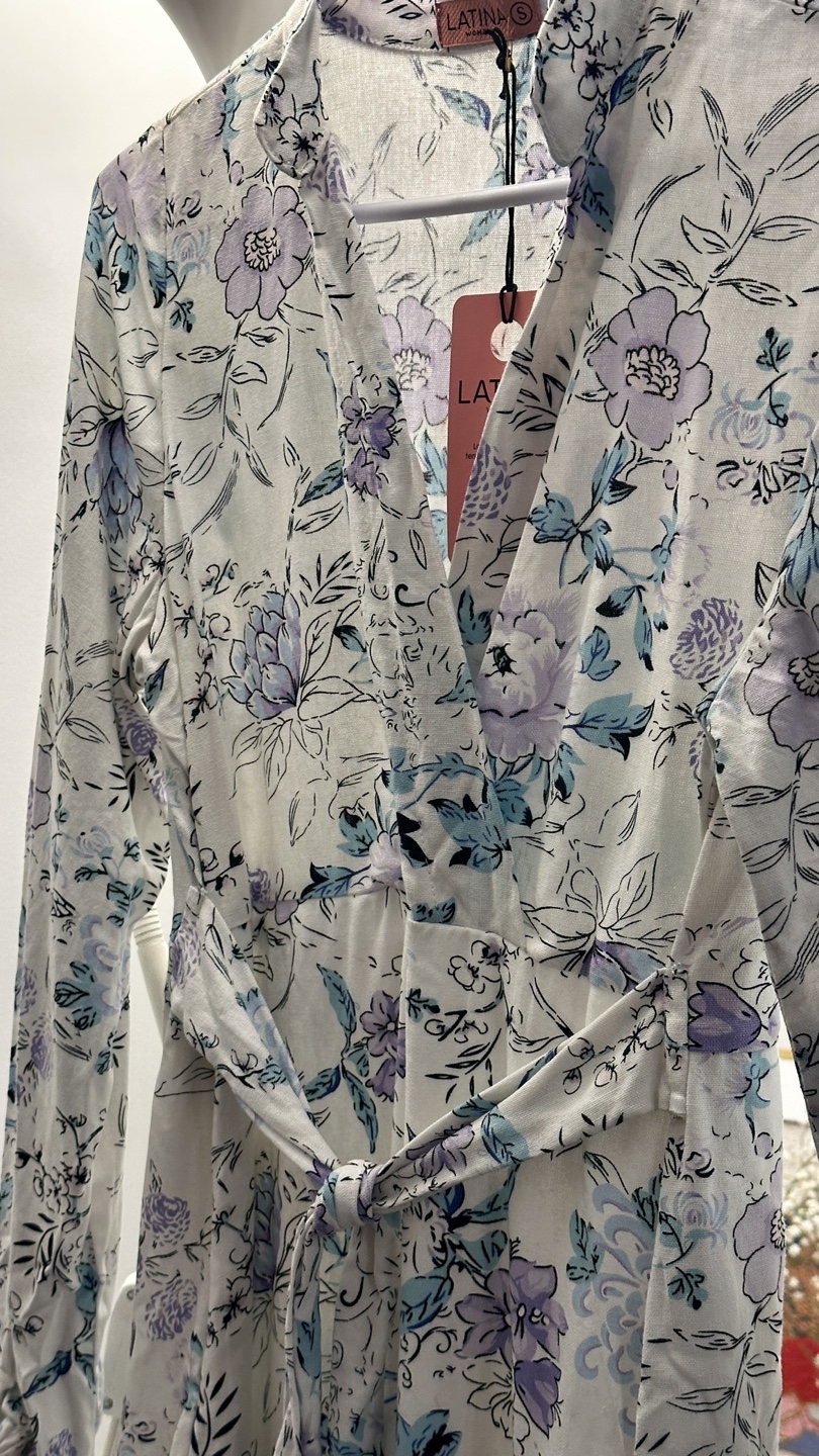 Latina Floral Wrap Linen Dress - photo 4