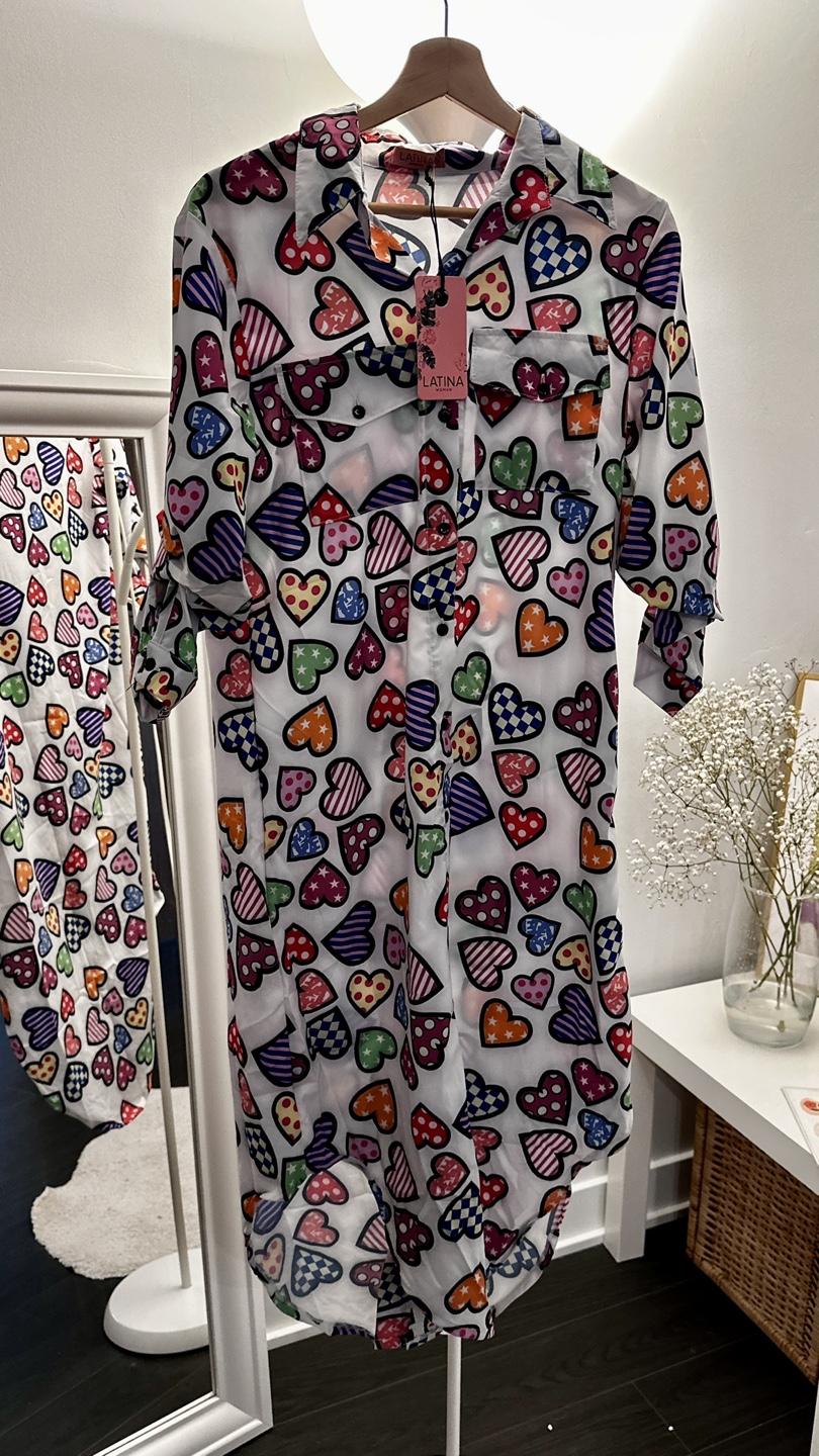 Adorable heart-print shirt dress - photo 2