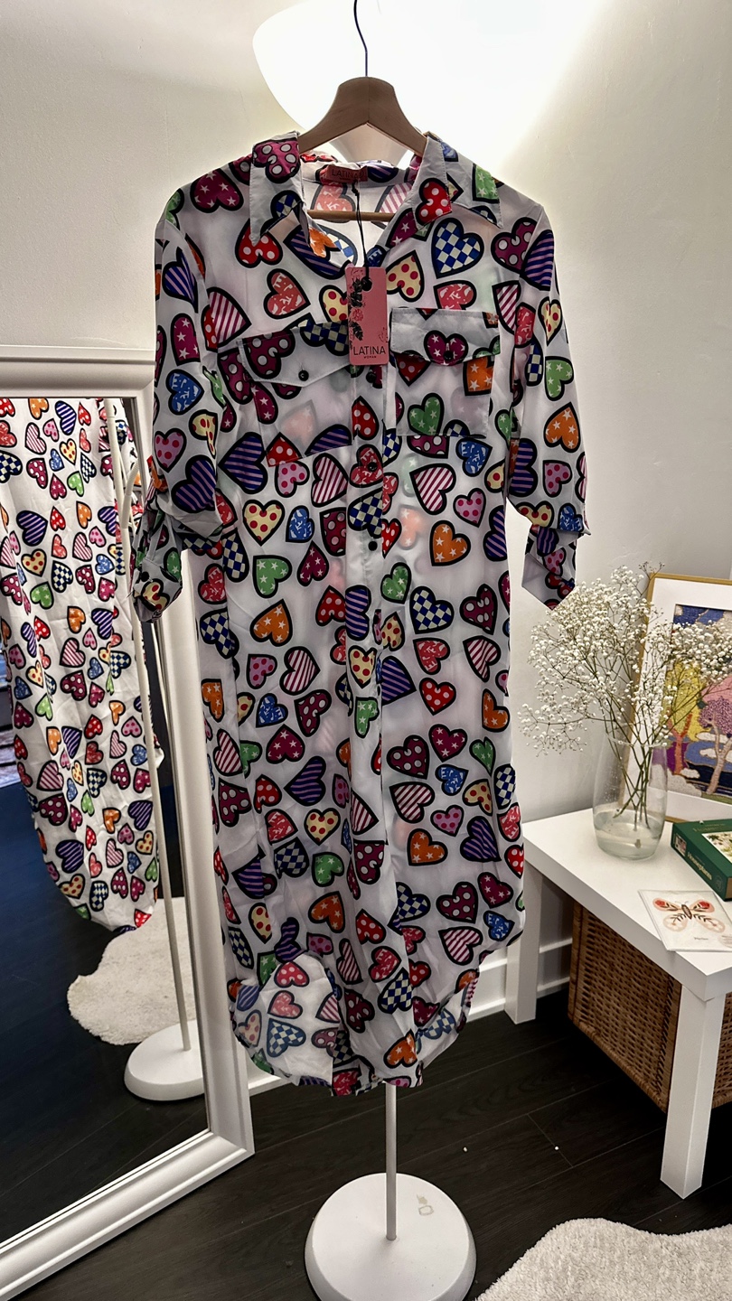 Adorable heart-print shirt dress - photo 3