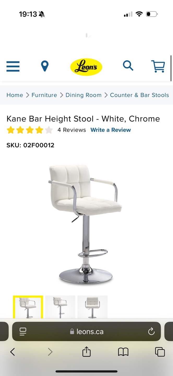 Bar Height Stool - White, Chrome(2) - photo 3