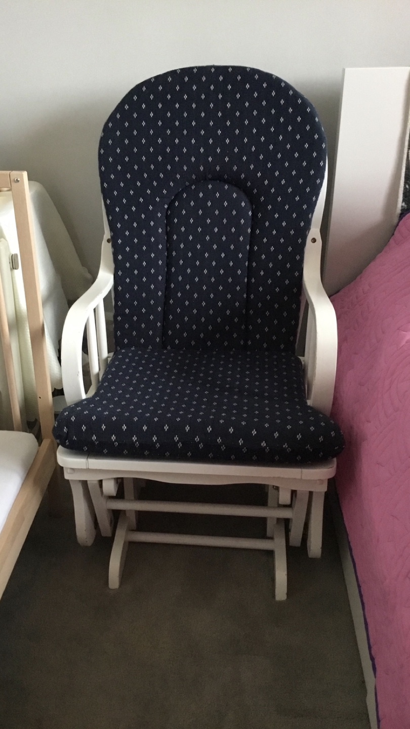 White Glider Rocker with Navy Blue Cushion - photo 2
