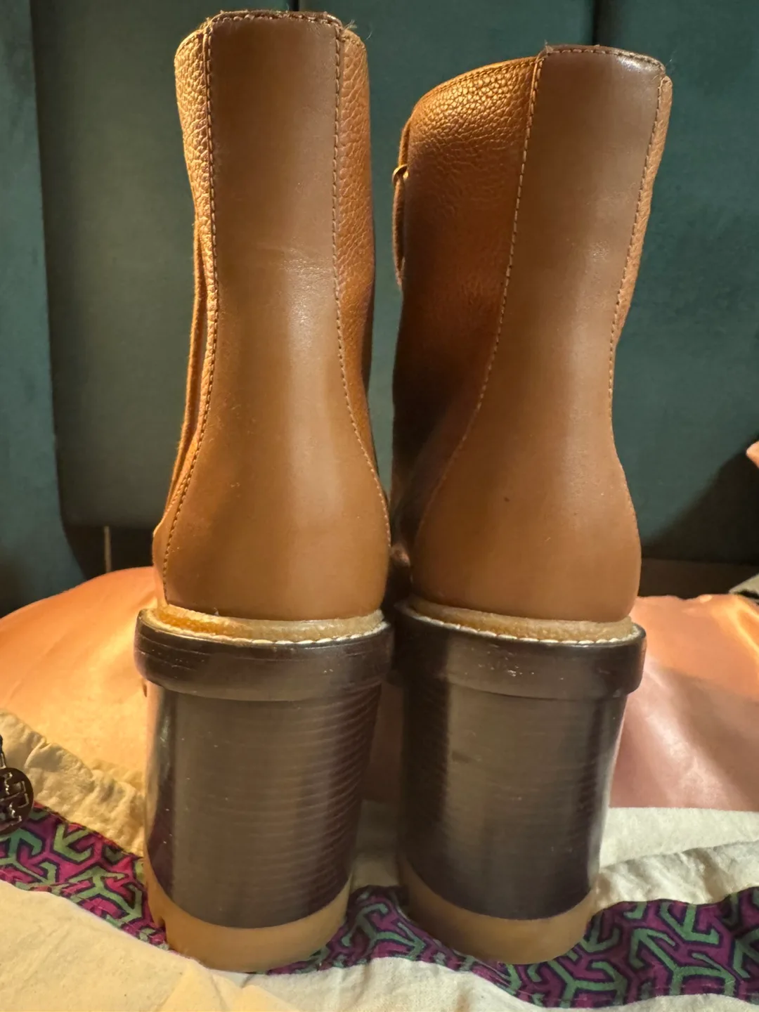 Tory Burch Brown Leather Lace-Up Boots image indicator(4)