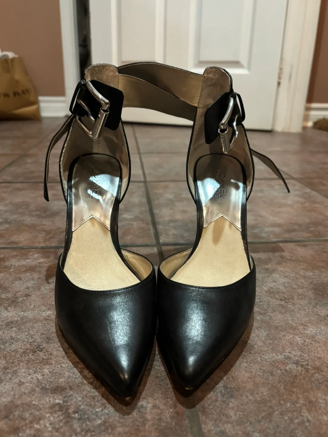 Michael Kors Black Leather Ankle Strap Heels thumbnail