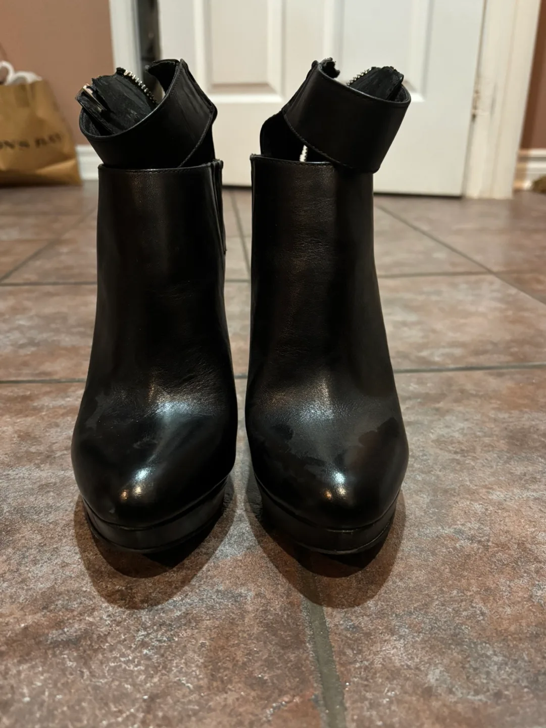 The Wishbone Collection Black Leather Ankle Boots thumbnail