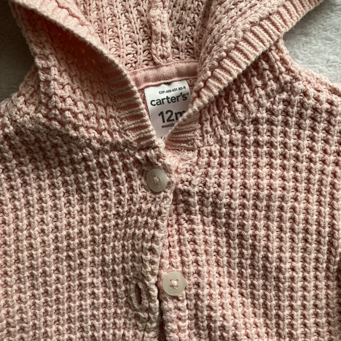 Carter's 12m Baby Girl Pink Knit Cardigan - photo 3