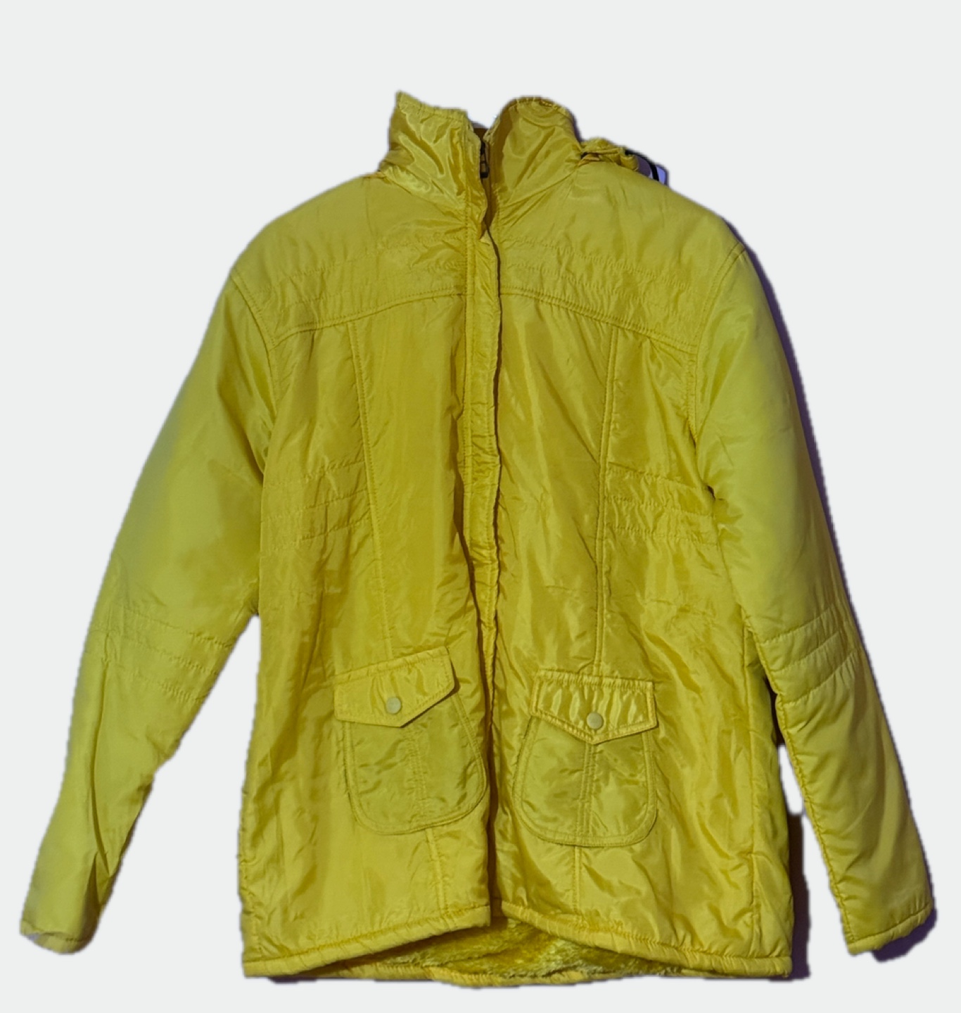 Yellow Hooded Puffer Jacket