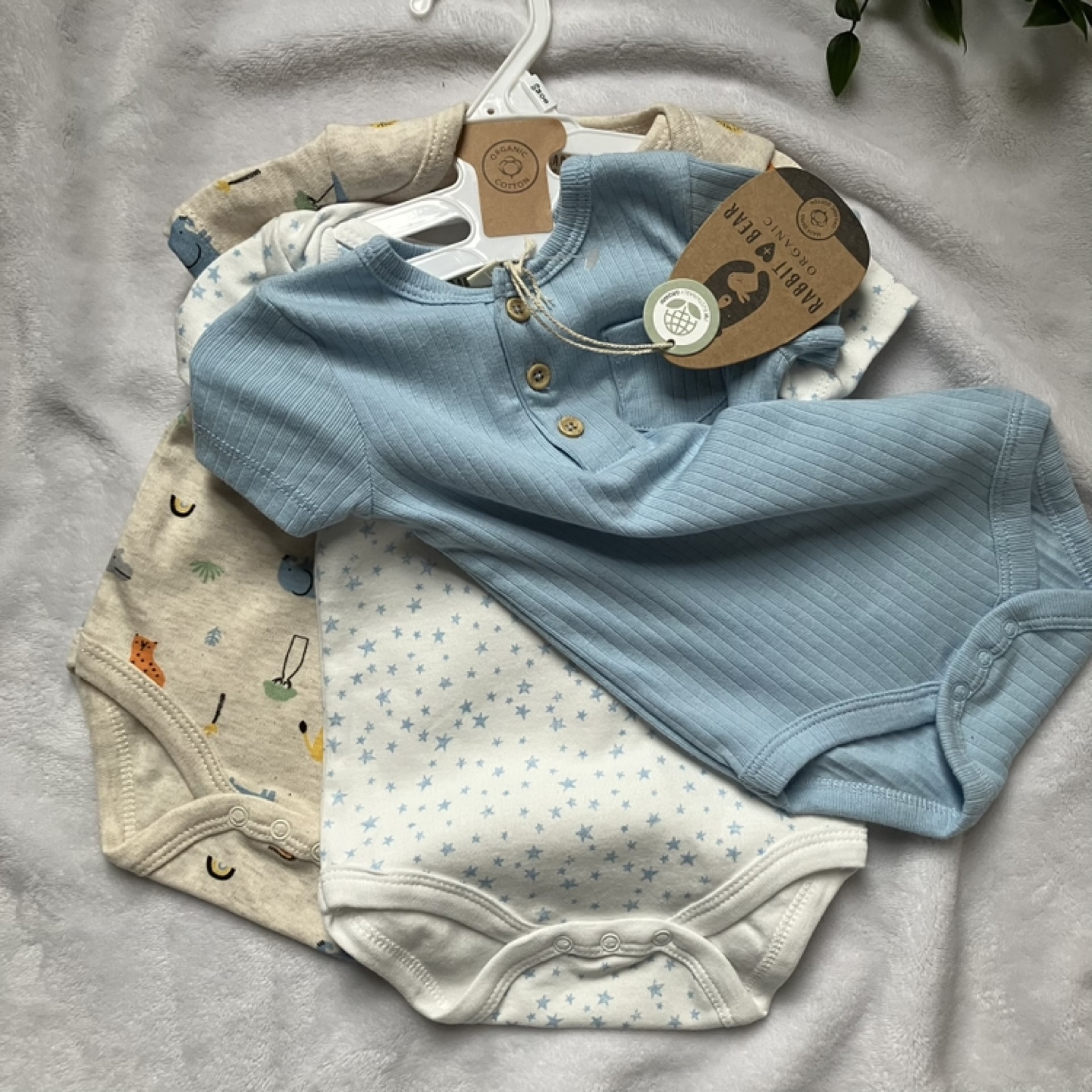 Rabbit + Bear Organic Baby Bodysuits - 3 Pack - 0-3 Months - photo 5