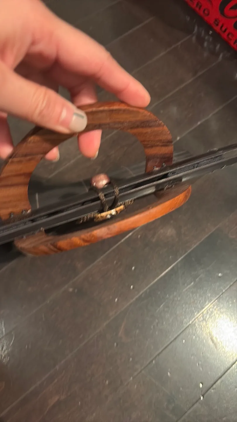 Vintage Wooden Handle Bamboo Handbag image indicator(3)