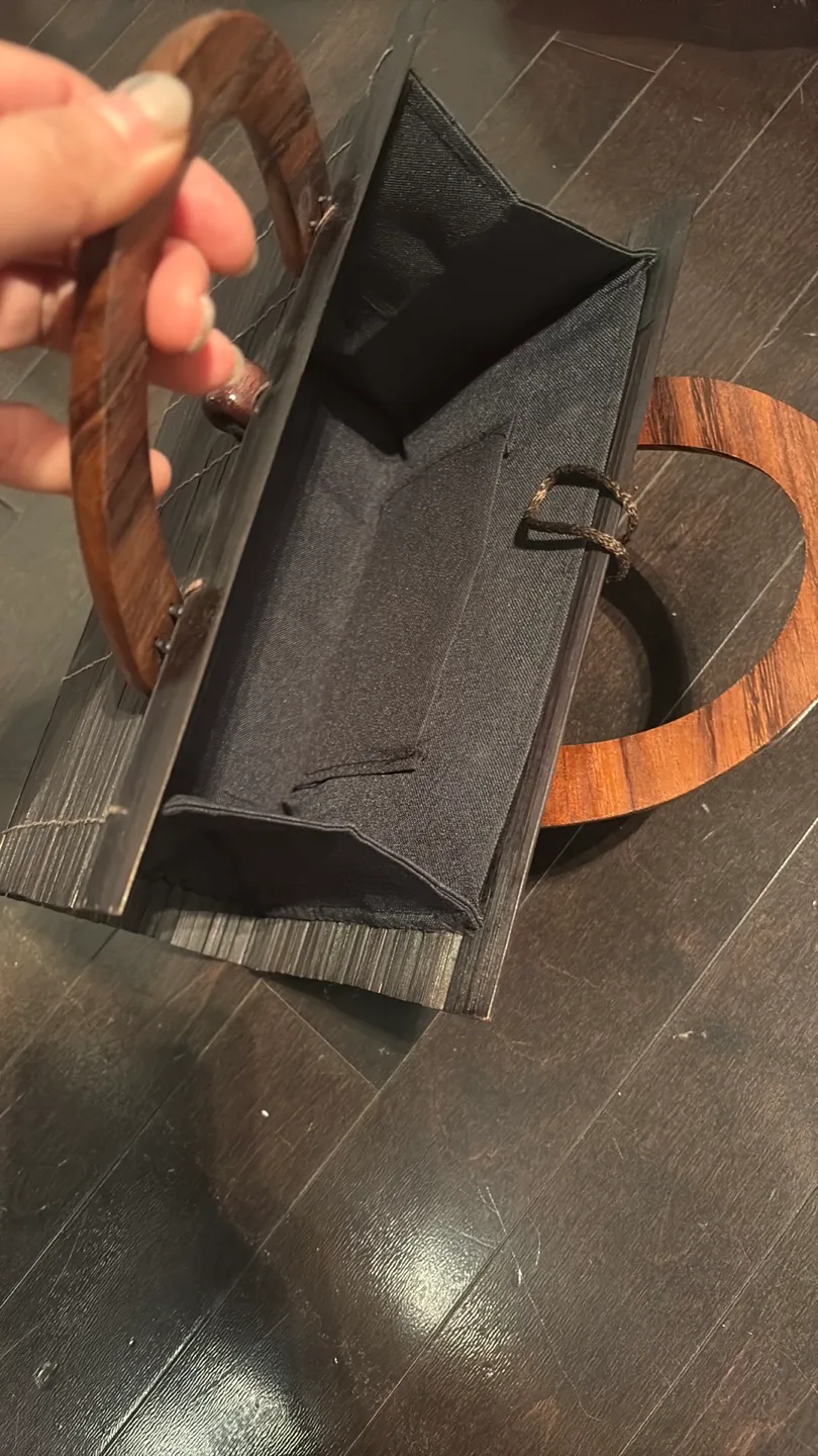 Vintage Wooden Handle Bamboo Handbag image indicator(4)