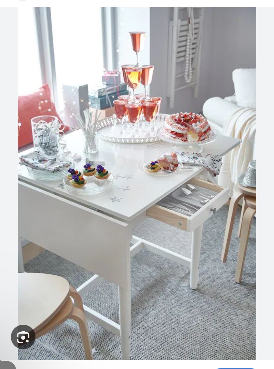 IKEA INGATORP Drop-Leaf Table with Four Folding Chairs