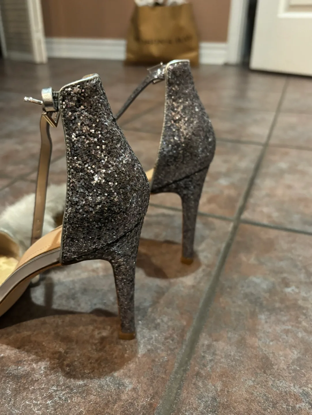 Aldo Fiolla-81 Silver Glitter Heels with Fur thumbnail