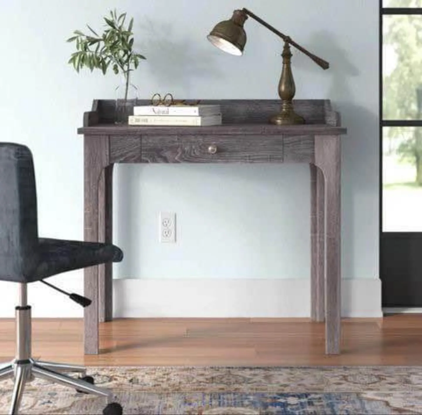 Brand new Distressed Grey Office Writing Desk with USB Outlets image indicator(2)