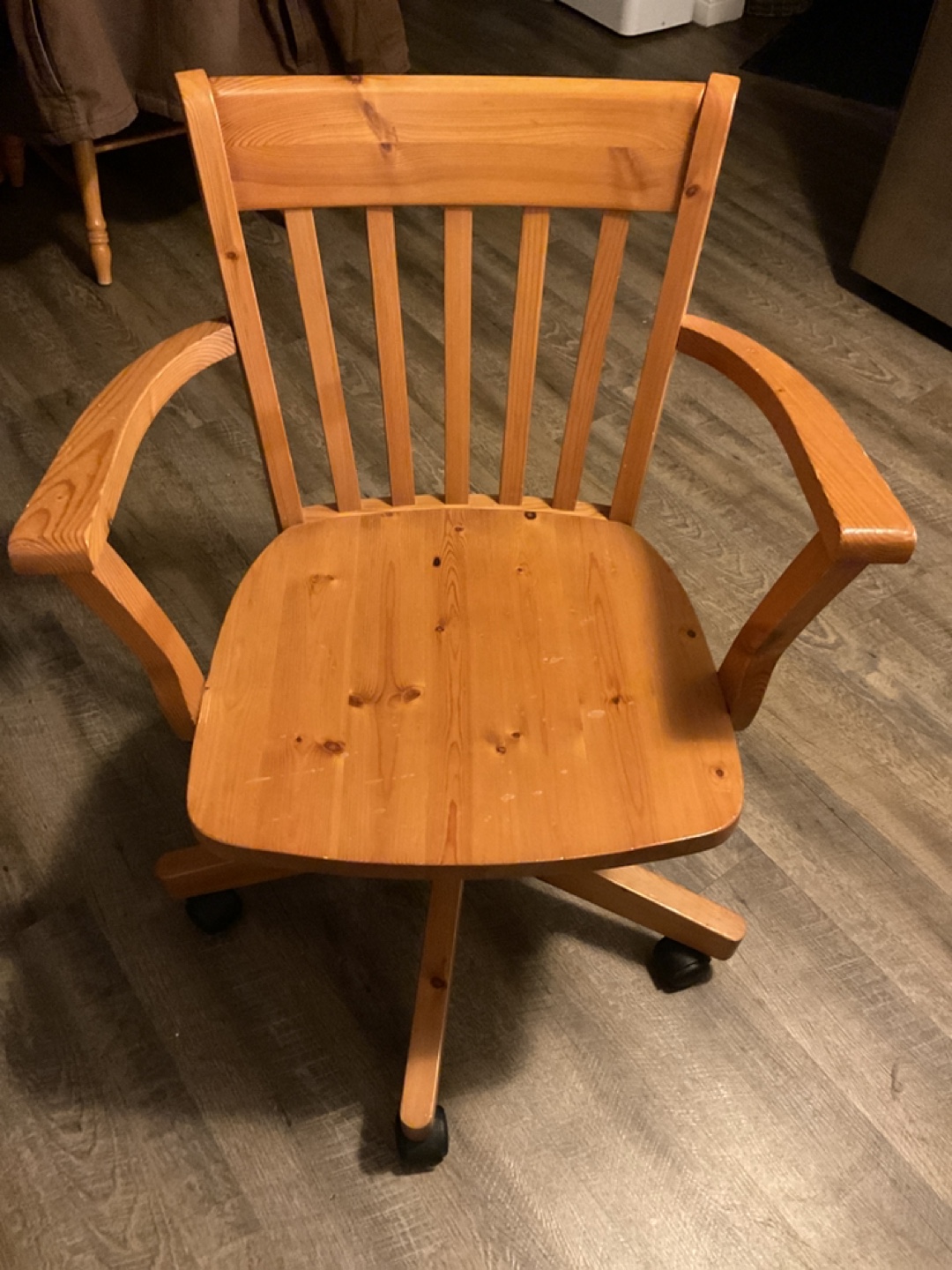 Wooden Swivel Office Chair with Armrests