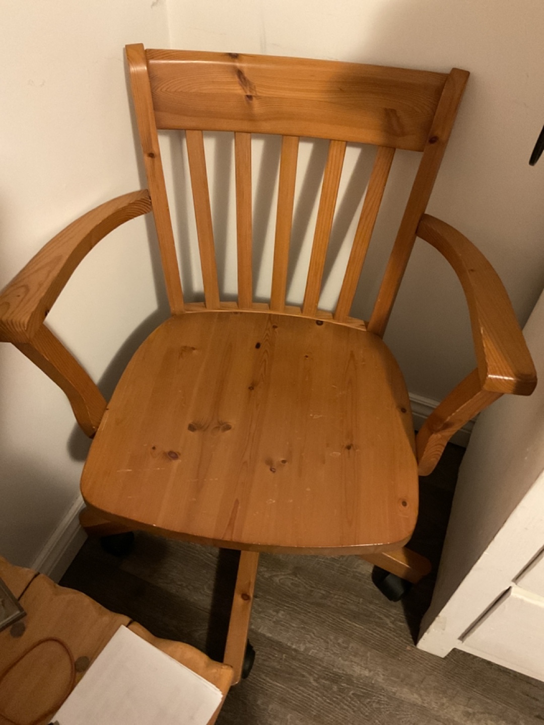 Wooden Swivel Office Chair with Armrests - photo 2