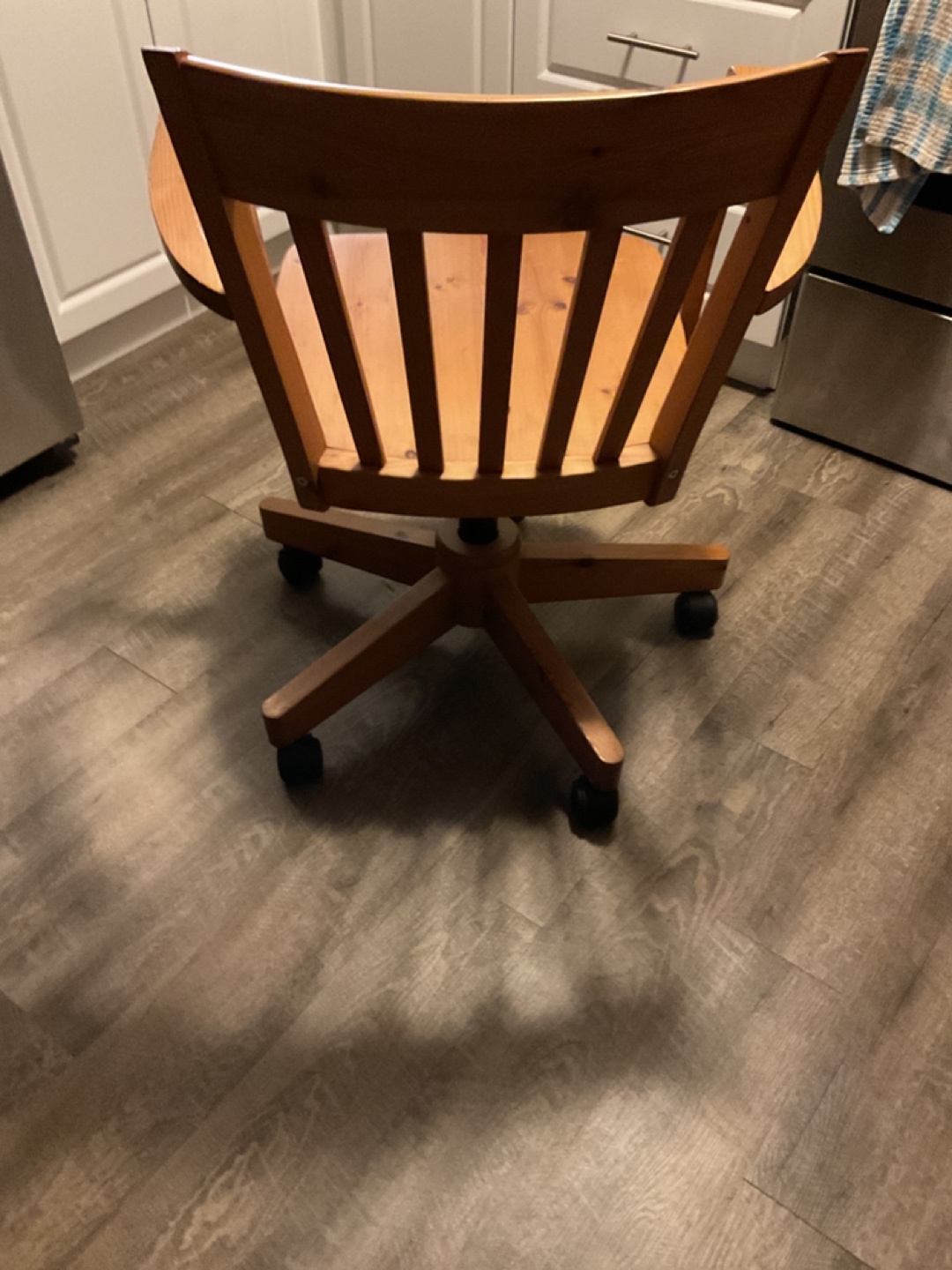 Wooden Swivel Office Chair with Armrests - photo 3