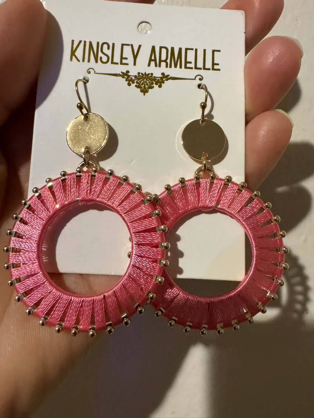 Kinsley Armelle Pink Thread Earrings image indicator(3)