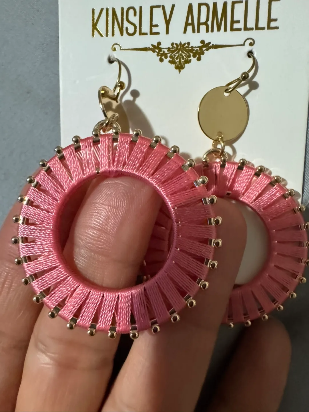 Kinsley Armelle Pink Thread Earrings image indicator(2)