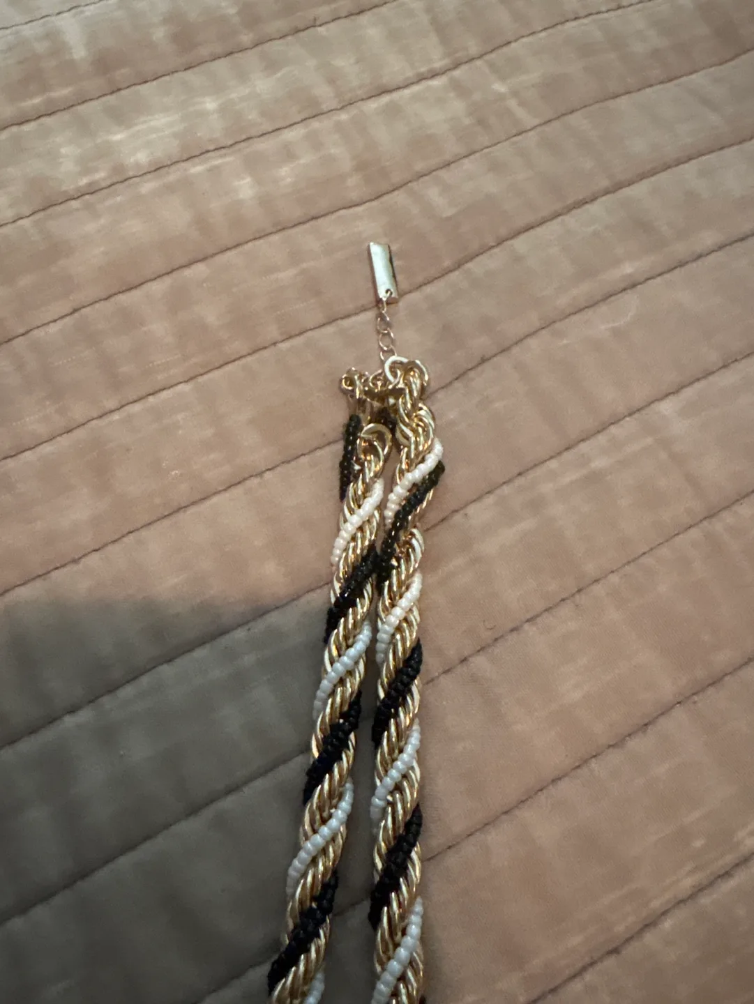 Gold Silver and Black Beaded Necklace and 2 Bracelets image indicator(2)