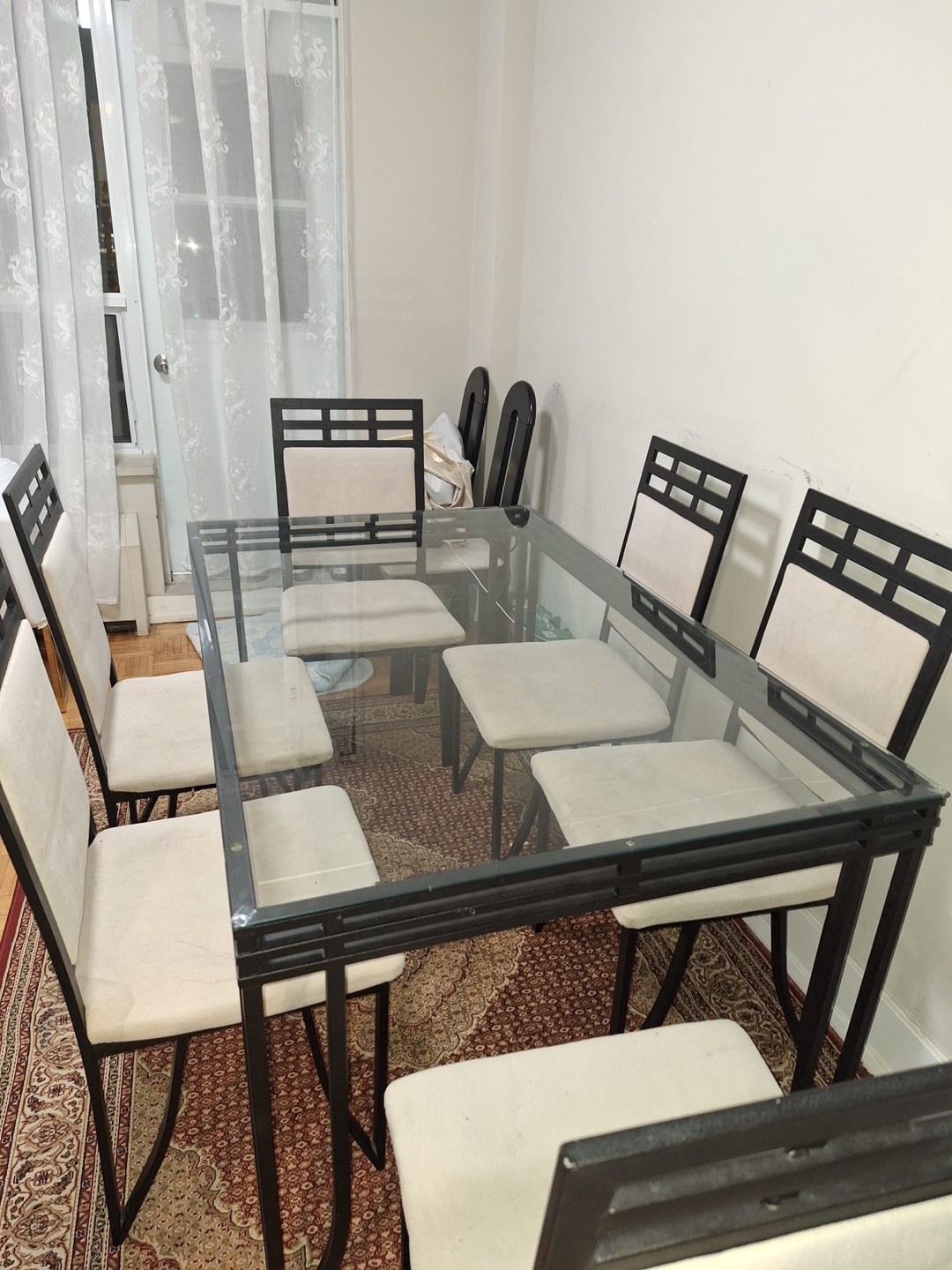 Glass-top dining table with six chairs - photo 3