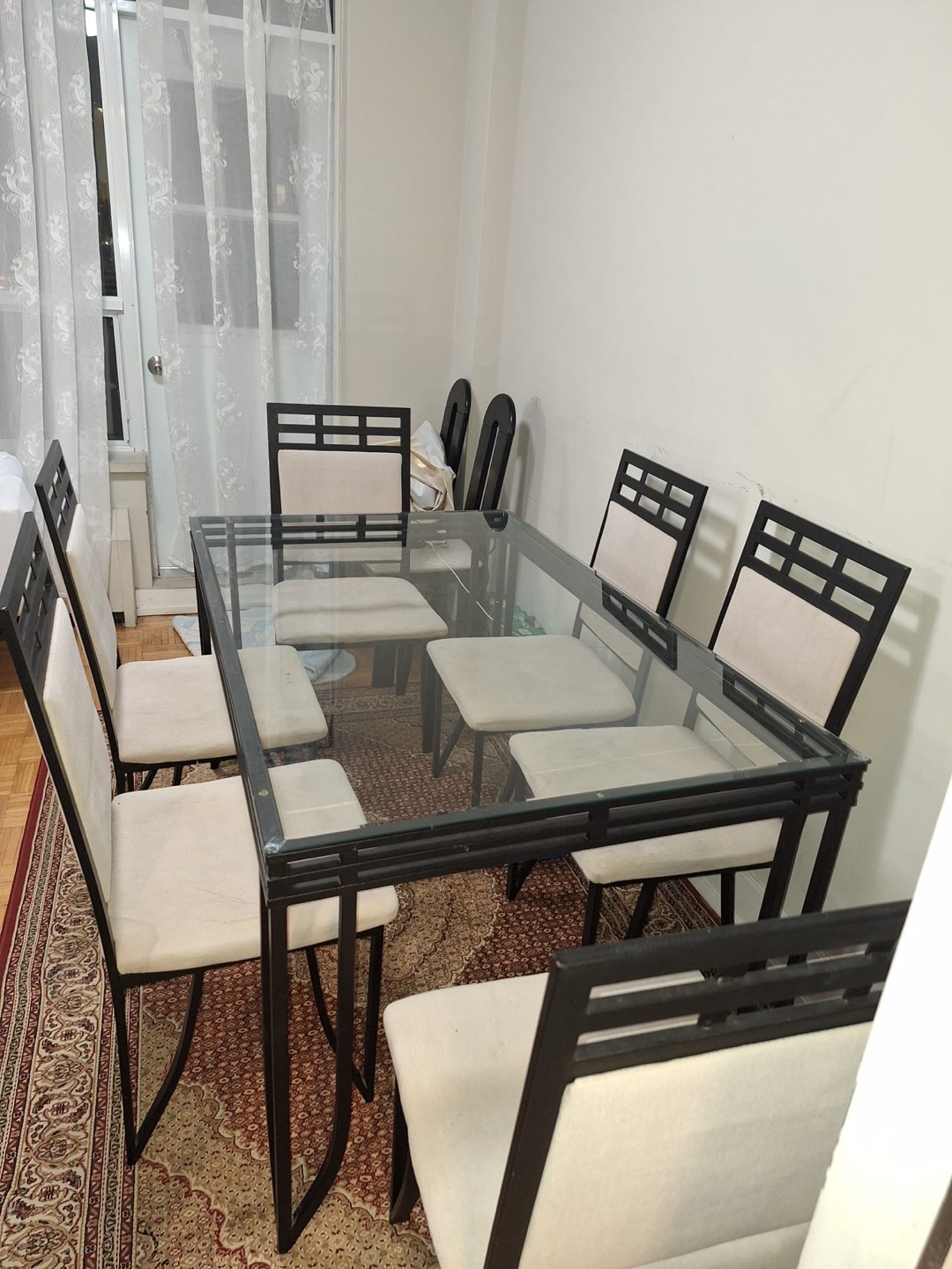 Glass-top dining table with six chairs - photo 2