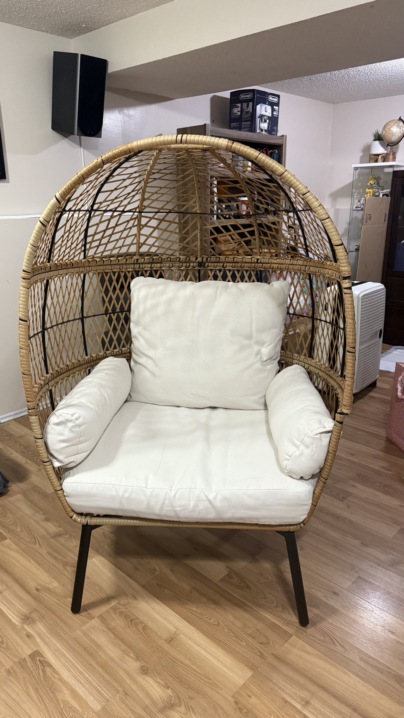 Wicker Egg Chair with Cushions - photo 2