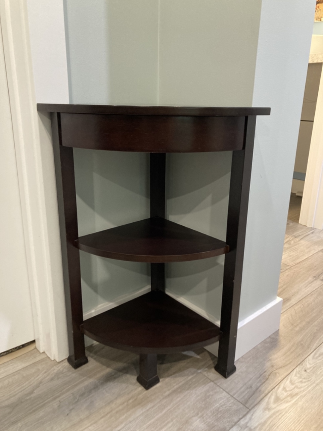 Corner shelf, dark brown wood - photo 2