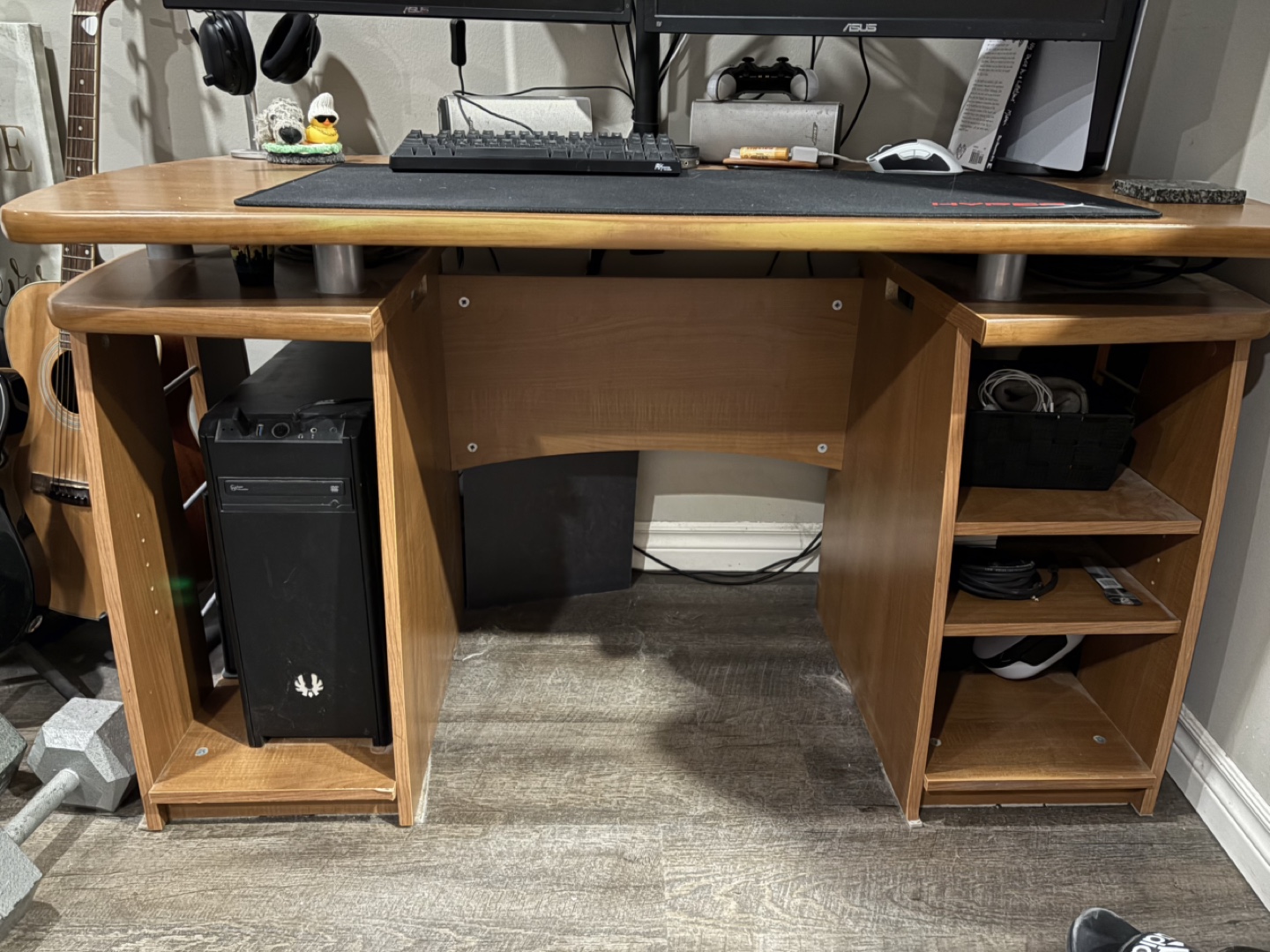 Wooden Computer Desk with Built-in Shelving - photo 2