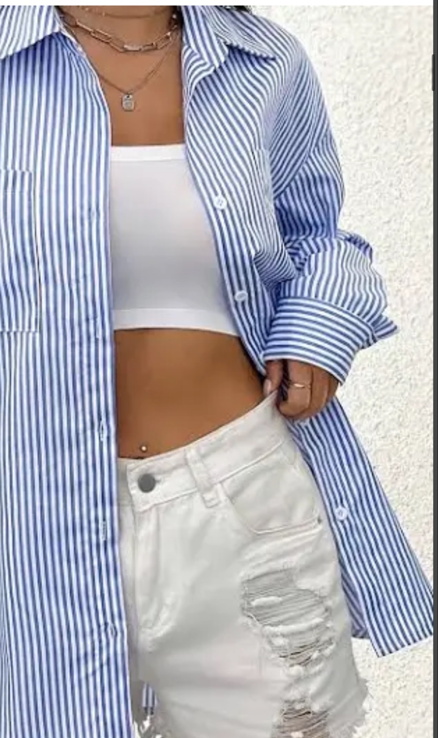 Ralph Lauren Blue and White Striped Shirt Dress flannel - photo 2