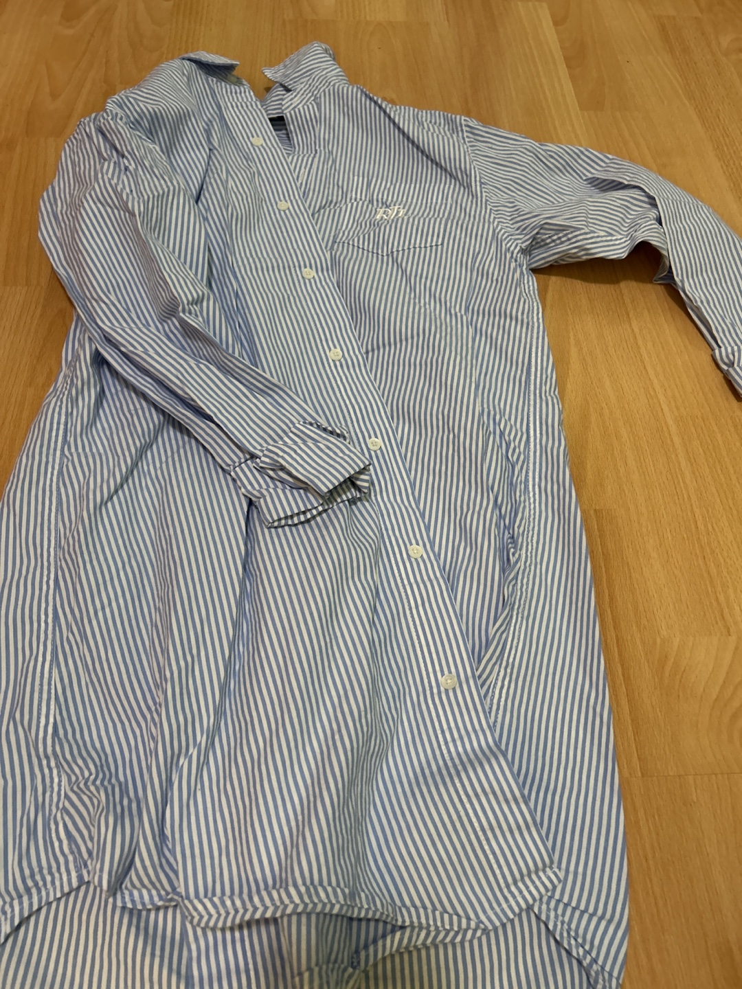 Ralph Lauren Blue and White Striped Shirt Dress flannel - photo 4