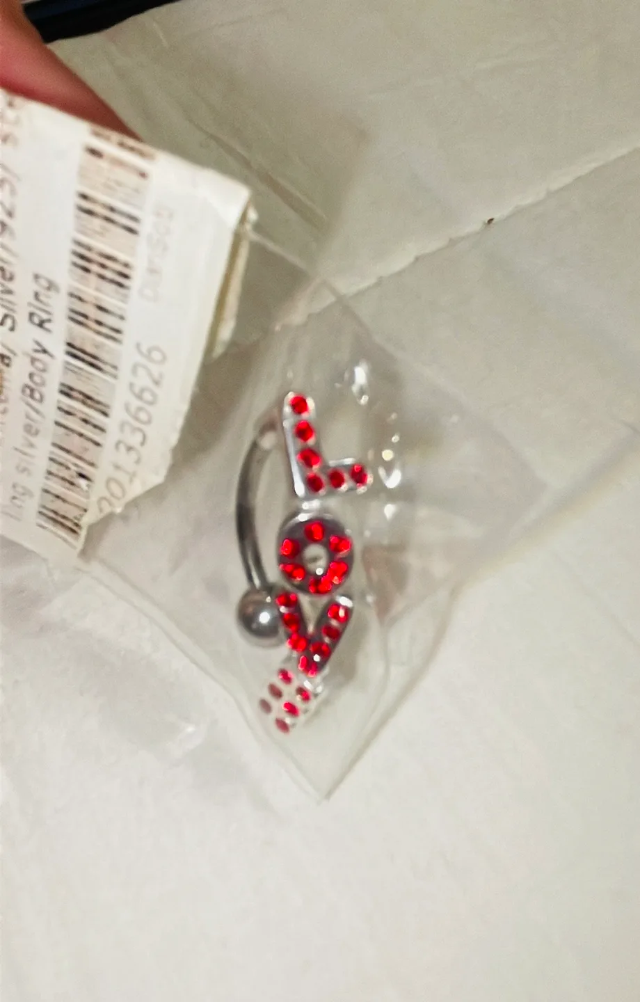925 Silver Red Cubic Zirconia Navel Ring thumbnail