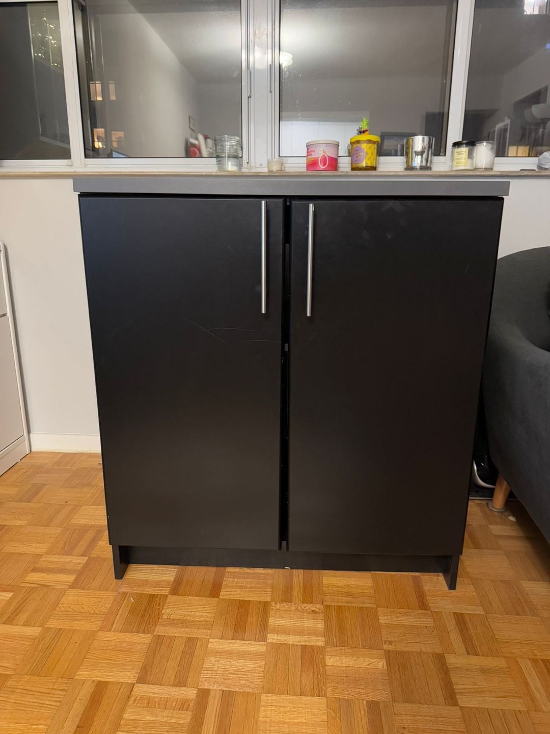 LAST DAY: Black Two-Door Storage Cabinet