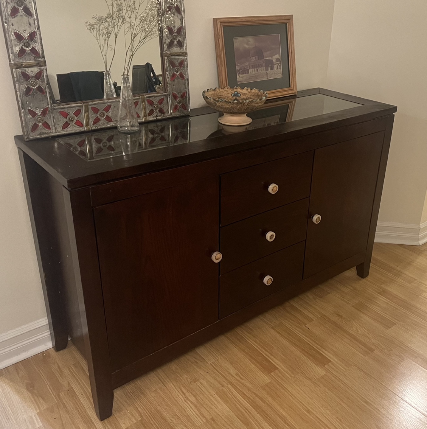 Dark Brown Wooden Sideboard