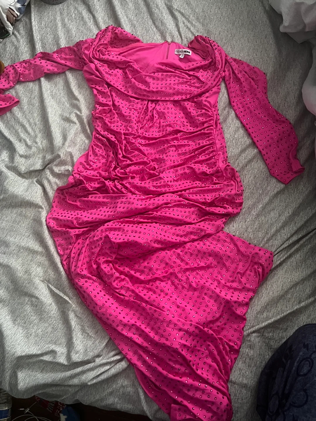 Hot Pink Rhinestone Maxi Dress Sz 1X image indicator(6)