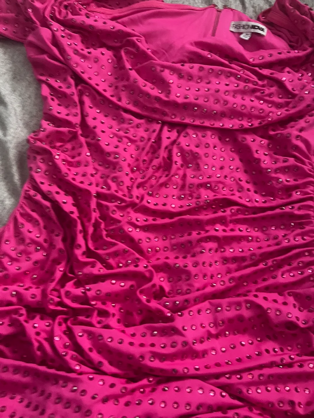 Hot Pink Rhinestone Maxi Dress Sz 1X image indicator(7)