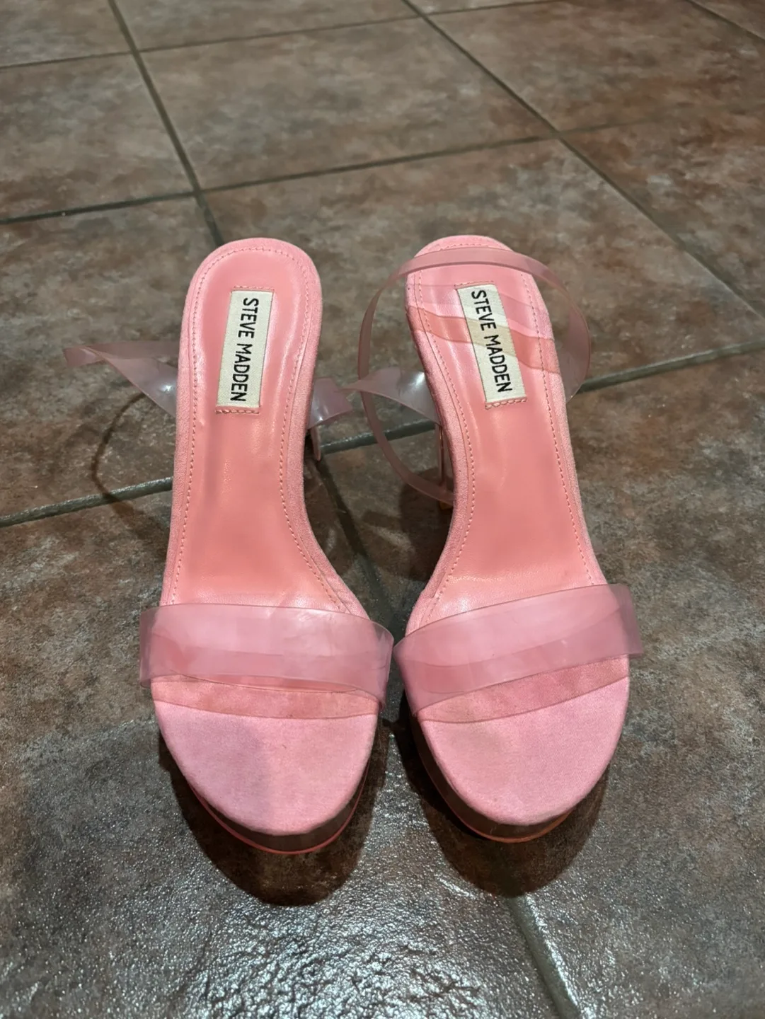 Steve Madden Pink Clear Platform Heels thumbnail