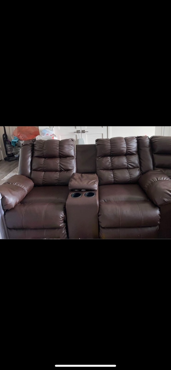 Brown Leather Reclining Sectional Sofa